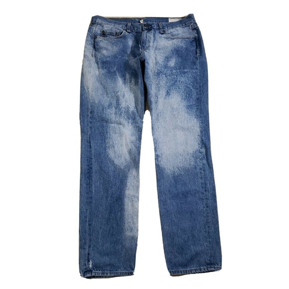 Rag & Bone / Jean Boyfriend Jeans Pants Denim 31 Acid Wash Distress Faded Spots - Picture 1 of 10